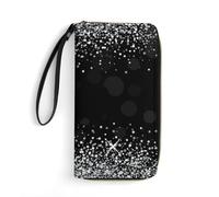 MHYRAC Portefeuille en cuir, marbre gris or rose, avec corde, petite taille et grande capacité, facile à transporter, Paillettes argentées brillantes., 19.7x10.5cm, Moderne