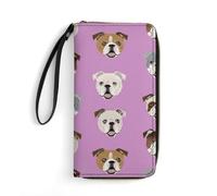 MHYRAC Portefeuille en cuir, mode motocross, avec corde, petite taille et grande capacité, facile à transporter, Bulldog anglais amusant., 19.7x10.5cm, Moderne