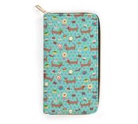 MHYRAC Portefeuille en cuir, motif singe banane, petite taille et grande capacité, facile à transporter, Chien saucisse, 19.7x10.5cm, Moderne