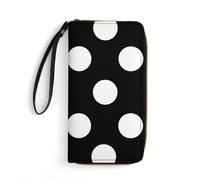 MHYRAC Portefeuille en cuir, orque, avec corde, petite taille et grande capacité, facile à transporter, Point noir., 19.7x10.5cm, Moderne