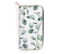 MHYRAC Portefeuille en cuir, orque mignon, petite taille et grande capacité, facile à transporter, Feuilles d'eucalyptus., 19.7x10.5cm, Moderne