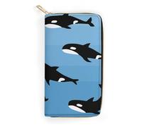 MHYRAC Portefeuille en cuir, orque mignon, petite taille et grande capacité, facile à transporter, Joli épaulard, 19.7x10.5cm, Moderne