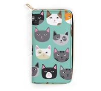 MHYRAC Portefeuille en cuir, orque mignon, petite taille et grande capacité, facile à transporter, Joli visage de chat., 19.7x10.5cm, Moderne