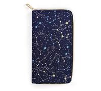 MHYRAC Portefeuille en cuir, orque, petite taille et grande capacité, facile à transporter, Constellations phosphorescentes Midnight, 19.7x10.5cm, Moderne