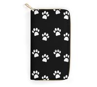 MHYRAC Portefeuille en cuir, orque, petite taille et grande capacité, facile à transporter, Empreintes de pattes de chien., 19.7x10.5cm, Moderne