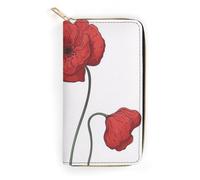 MHYRAC Portefeuille en cuir, orque, petite taille et grande capacité, facile à transporter, Fleurs de coquelicot., 19.7x10.5cm, Moderne