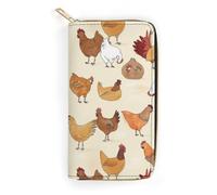 MHYRAC Portefeuille en cuir, peau d'alligator, petite taille et grande capacité, facile à transporter, A Brood of Poules., 19.7x10.5cm, Moderne