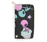 MHYRAC Portefeuille en cuir, perroquet aquarelle 3D, petite taille et grande capacité, facile à transporter, Alien, 19.7x10.5cm, Moderne