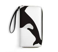 MHYRAC Portefeuille en cuir rouge avec corde, petite taille et grande capacité, facile à transporter, Motif baleine., 19.7x10.5cm, Moderne
