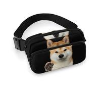 MHYRAC Sac banane japonais traditionnel kimono, sac banane réglable pour course à pied, marche, randonnée, Shiba Lnu Knock, 20x13cm