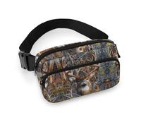 MHYRAC Sac banane, motif tête de mort de chat, planche de sorcière, noir gothique, sac banane réglable pour course à pied, marche, randonnée, Cerf camouflage, 20x13cm