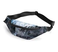 MHYRAC Sac banane réglable pour course à pied, marche, randonnée, Moon Wolf., 36*15cm, Sac de ceinture