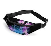 MHYRAC Sac banane réglable pour course à pied, marche, randonnée Motif léopard et zèbre, Papillons roses phosphorescents, 36*15cm, Sac de ceinture