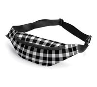 MHYRAC Sac banane réglable pour la course, la marche, la randonnée, Noir/carreaux, 36*15cm, Sac de ceinture