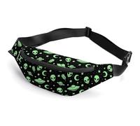 MHYRAC Sac banane, tour Eiffel Paris Floral Sac banane réglable pour course à pied, marche, randonnée, Green Alien Moon UFO., 36*15cm, Sac de ceinture
