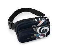 MHYRAC Sac banane, zèbre rayé, sac banane réglable pour course à pied, marche, randonnée, Note de musique, 20x13cm