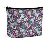 MHYRAC Trousse de maquillage avec motif drapeau vénézuélien, trousse de toilette portable avec fermeture éclair pour un usage quotidien, voyage, Dia De Muertos mexicaine, Taille unique