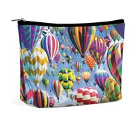 MHYRAC Trousse de maquillage, trousse de toilette portable avec fermeture éclair pour un usage quotidien, voyage, Montgolfière Ciel, Taille unique