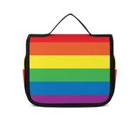 MHYRAC Trousse de toilette à suspendre, trousse de toilette arc-en-ciel Peace Love, trousse de maquillage pour voyage, affaires, vacances, Rainbow Peace Love, 22.5x18.5cm