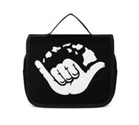 MHYRAC Trousse de toilette à suspendre, trousse de toilette drôle de chien bouledogue, trousse de maquillage pour voyage, affaires, vacances, Aloha Hand Hawaii, 22.5x18.5cm