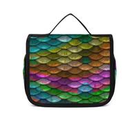 MHYRAC Trousse de toilette à suspendre, trousse de toilette mignonne en forme d'âne, trousse de maquillage pour voyage, affaires, vacances, Écailles de poisson arc-en-ciel., 22.5x18.5cm