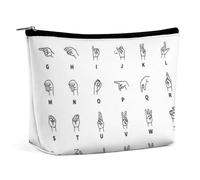 MHYRAC Trousse de toilette portable avec fermeture éclair pour un usage quotidien, voyage - Citron avec fleurs et feuilles, Langue des signes de l'alphabet., Taille unique