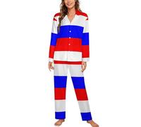 MHYRAC Vêtements de nuit, ensemble de pyjama à manches longues avec poches et drapeau russe pour femme, Drapeau russe., XL