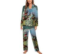 MHYRAC Vêtements de nuit, ensemble de pyjama caméléon amusant, vêtements d'intérieur à manches longues pour femme avec poches, Caméléon amusant., S