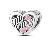 Mi Amor Pendentif en forme de cœur en argent sterling 925 compatible avec les bracelets à breloques Pandora