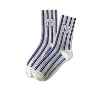 Mi-Bas Femme Bleu Clair à Rayures - Tendance Klein Bleu, en Coton Léger pour Sport et Quotidien(Light Blue, One Size)