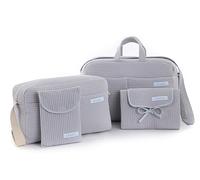 mi bollito - Pack essentiel pour mamans, papas et bébés : sac de maternité, sac de promenade, matelas à langer portable et organisateur de couches et lingettes. Fabriqué en Espagne., gris clair