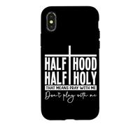 Mi-Cagoule Mi-Sacré Prie avec Moi Humour Audacieux Coque pour iPhone X/XS