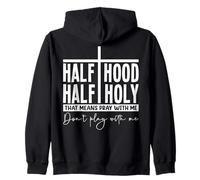 Mi-Cagoule Mi-Sacré Prie avec Moi Humour Audacieux Sweat à Capuche