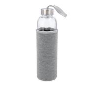 MI CASA Bouteille 0,6 l avec étui gris carré QD, acier inoxydable