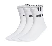 Adidas Chaussettes mixtes 3-Stripes Linear mi-mollet rembourrées 3 paires Blanc/Noir 37-40