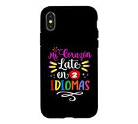 Mi Corazon Late en Dos Idiomas Professeur d'espagnol bilingue Coque pour iPhone X/XS