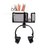 Mi|Do Systems Organisateur de bureau 5 en 1 - Support pour écouteurs sous le bureau - Poignée rotative - Porte-gobelet - Porte-stylo pour tasse et téléphone portable - Surface magnétique - Noir