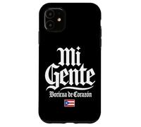 Mi Gente Boricua de Corazón Drapeau de Porto Rico Imprimé Blanc Coque pour iPhone 11