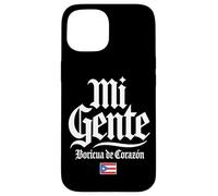 Mi Gente Boricua de Corazón Drapeau de Porto Rico Imprimé Blanc Coque pour iPhone 15