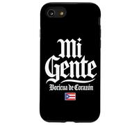 Mi Gente Boricua de Corazón Drapeau de Porto Rico Imprimé Blanc Coque pour iPhone SE (2020) / 7/8