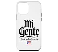 Mi Gente Boricua de Corazón Drapeau de Porto Rico Imprimé Noir Coque pour iPhone 12 Mini