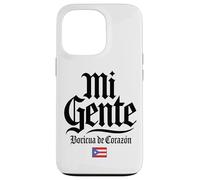 Mi Gente Boricua de Corazón Drapeau de Porto Rico Imprimé Noir Coque pour iPhone 13 Pro