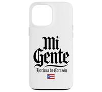 Mi Gente Boricua de Corazón Drapeau de Porto Rico Imprimé Noir Coque pour iPhone 13 Pro Max