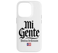 Mi Gente Boricua de Corazón Drapeau de Porto Rico Imprimé Noir Coque pour iPhone 14 Pro
