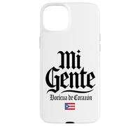 Mi Gente Boricua de Corazón Drapeau de Porto Rico Imprimé Noir Coque pour iPhone 15 Plus