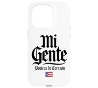 Mi Gente Boricua de Corazón Drapeau de Porto Rico Imprimé Noir Coque pour iPhone 15 Pro