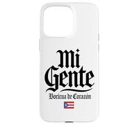 Mi Gente Boricua de Corazón Drapeau de Porto Rico Imprimé Noir Coque pour iPhone 15 Pro Max