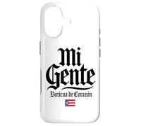 Mi Gente Boricua de Corazón Drapeau de Porto Rico Imprimé Noir Coque pour iPhone 17