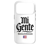 Mi Gente Boricua de Corazón Drapeau de Porto Rico Imprimé Noir Coque pour iPhone 17 Pro