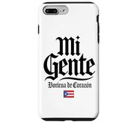 Mi Gente Boricua de Corazón Drapeau de Porto Rico Imprimé Noir Coque pour iPhone 7 Plus/8 Plus